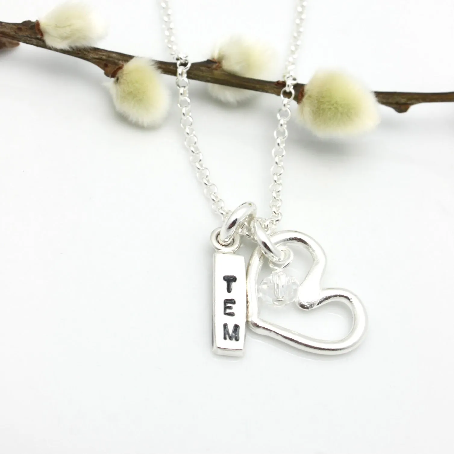 Fine Silver Heart & Bar Necklace