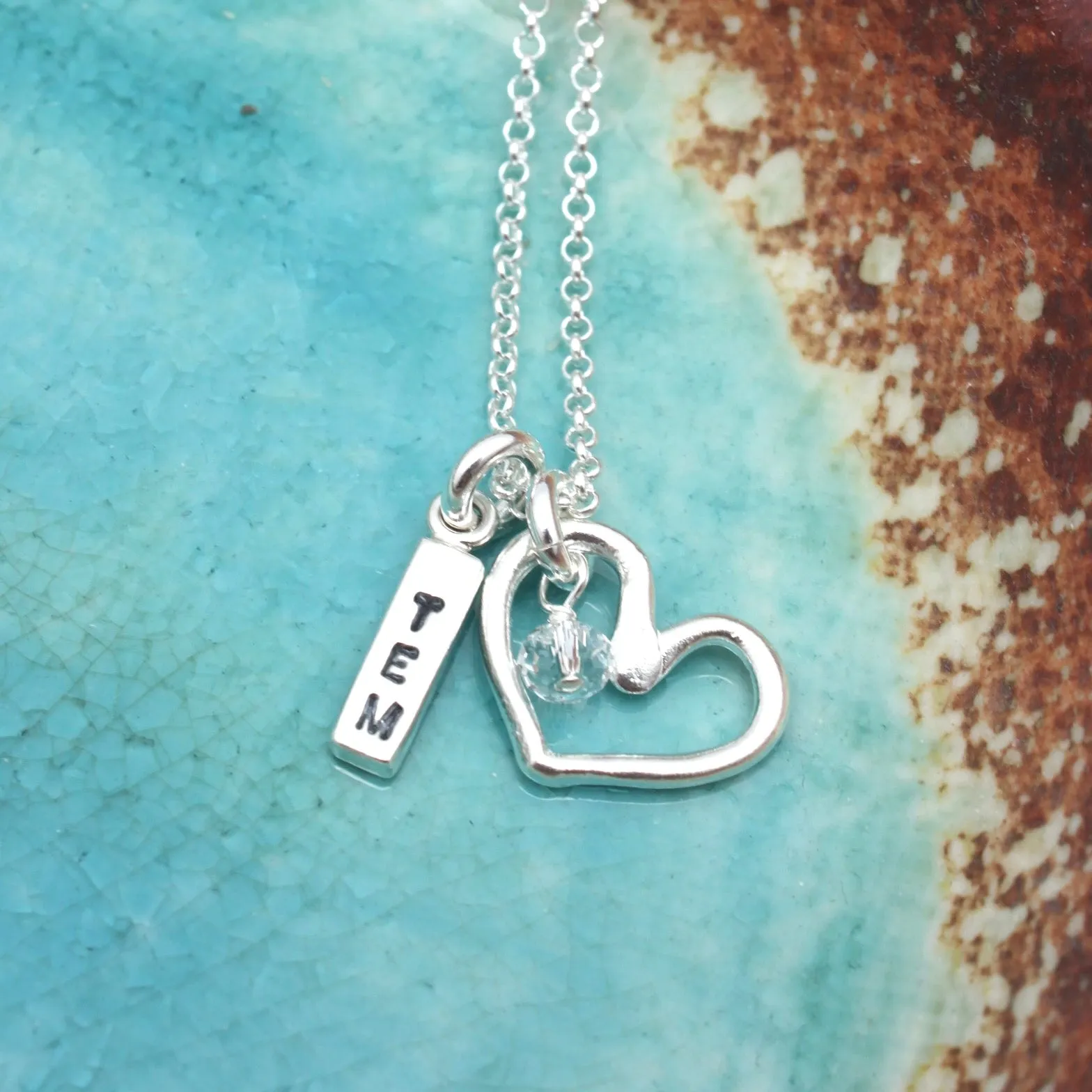 Fine Silver Heart & Bar Necklace