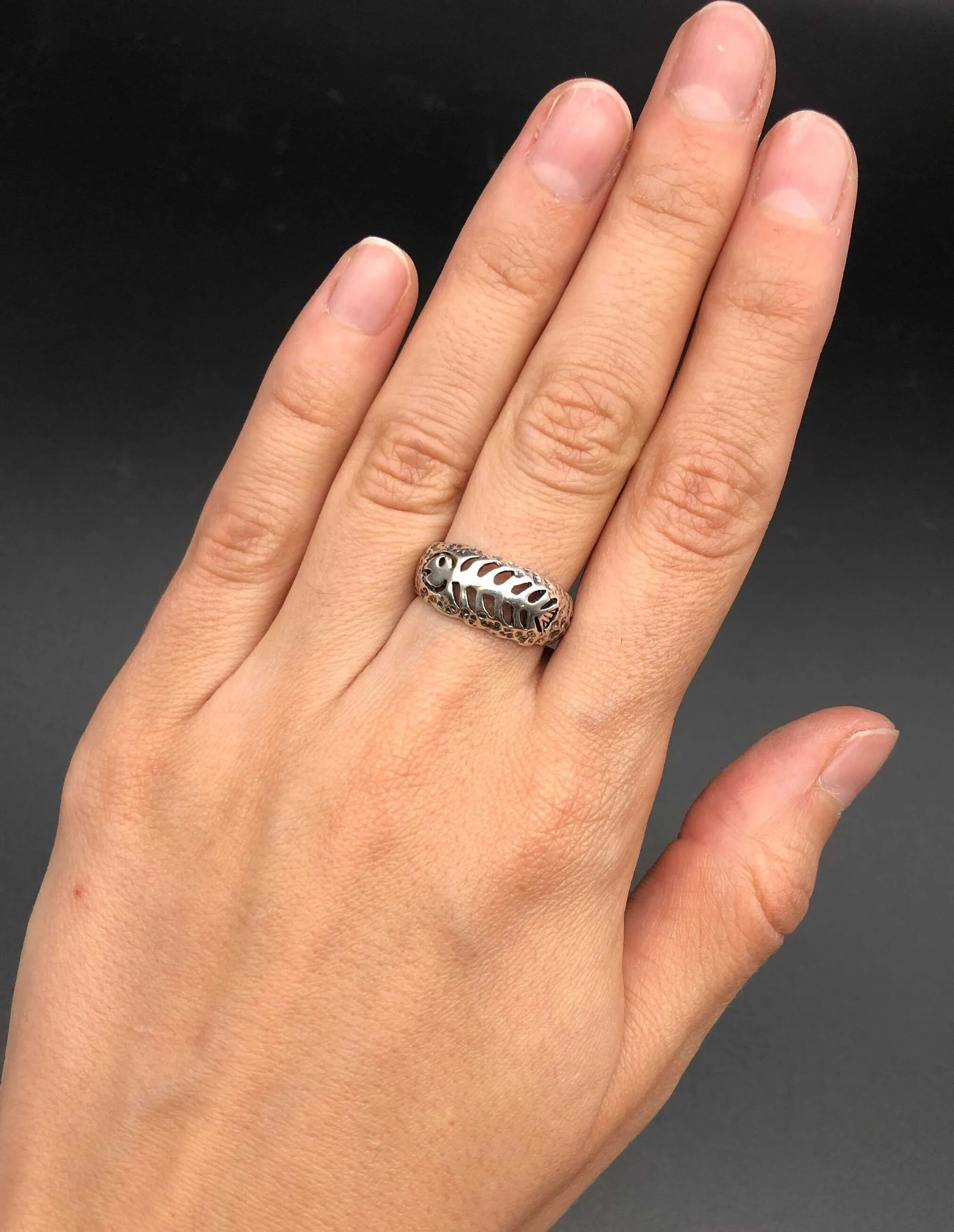 Fish Bone Ring - Silver Fish Ring - Artistic Silver Ring