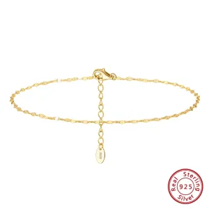 Fish Lips Chain Anklets, 2mm (14k Gold Plated | 925 Sterling Silver )