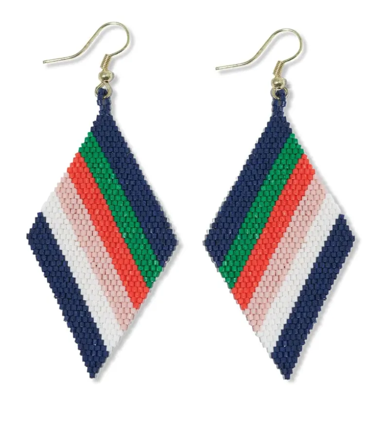 Frida Diagonal Uniform Stripe Beaded Earrings St. Tropez