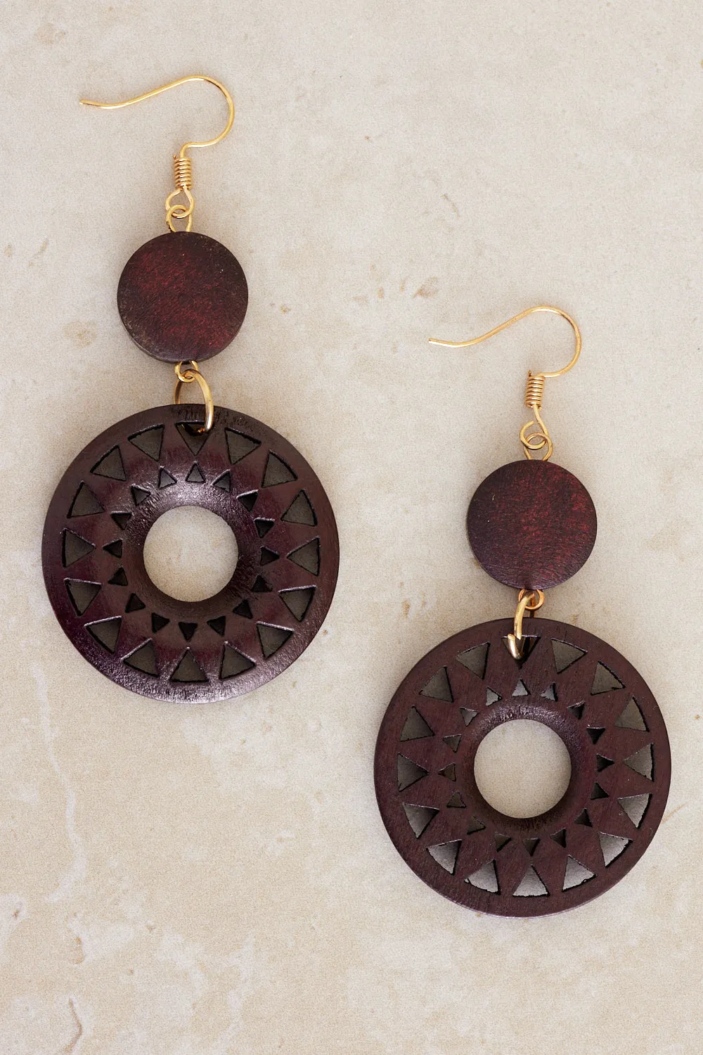 Geometric Sunburst Earrings - Chocolate