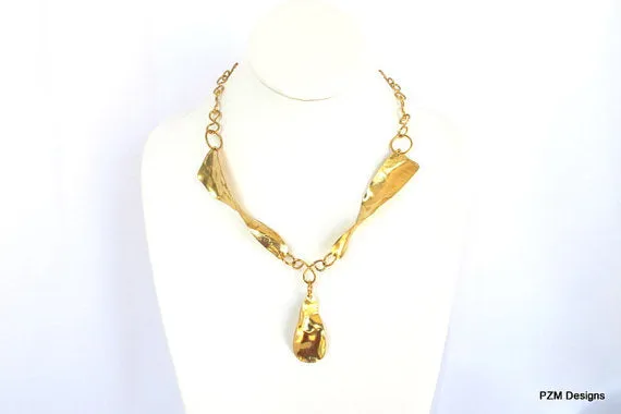 Gold Brass Boho Chic Necklace. Gift for Her