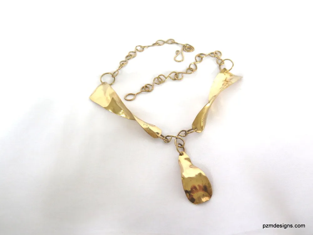 Gold Brass Boho Chic Necklace. Gift for Her