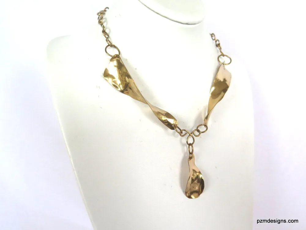 Gold Brass Boho Chic Necklace. Gift for Her