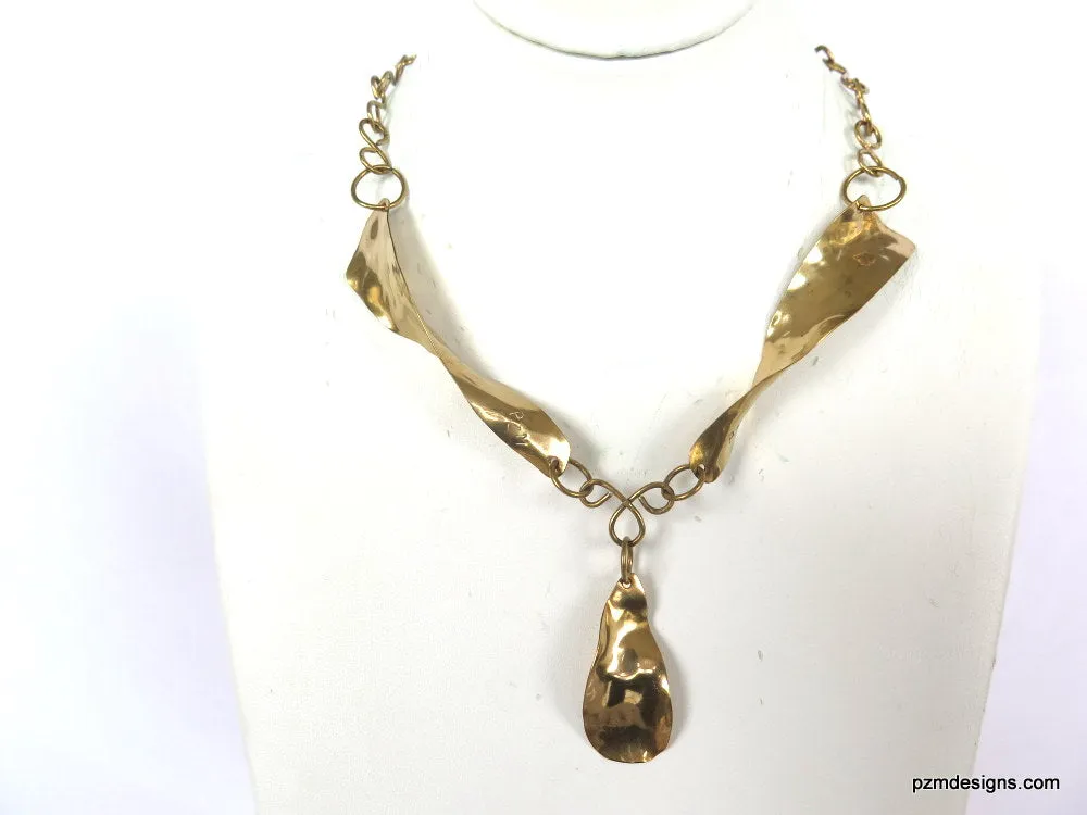 Gold Brass Boho Chic Necklace. Gift for Her