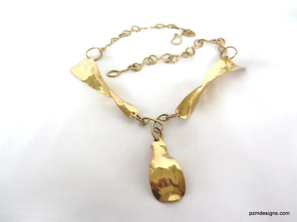 Gold Brass Boho Chic Necklace. Gift for Her