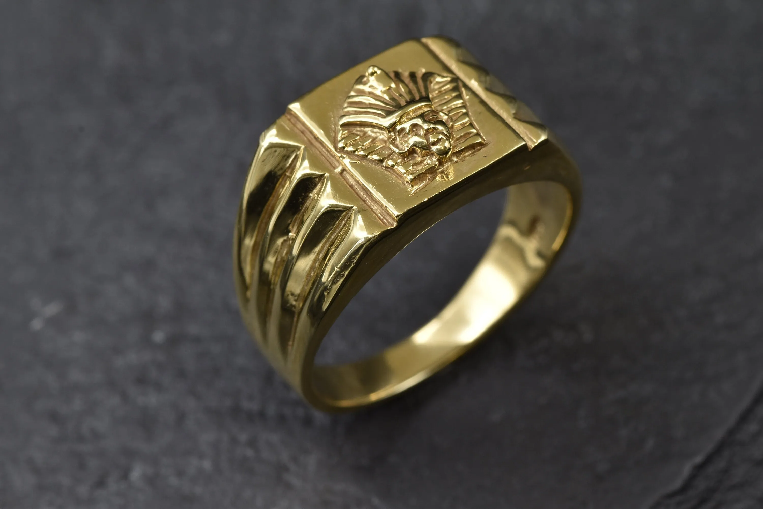 Gold Egyptian Ring - Pharaoh Vintage Ring - Wide Gold Ring