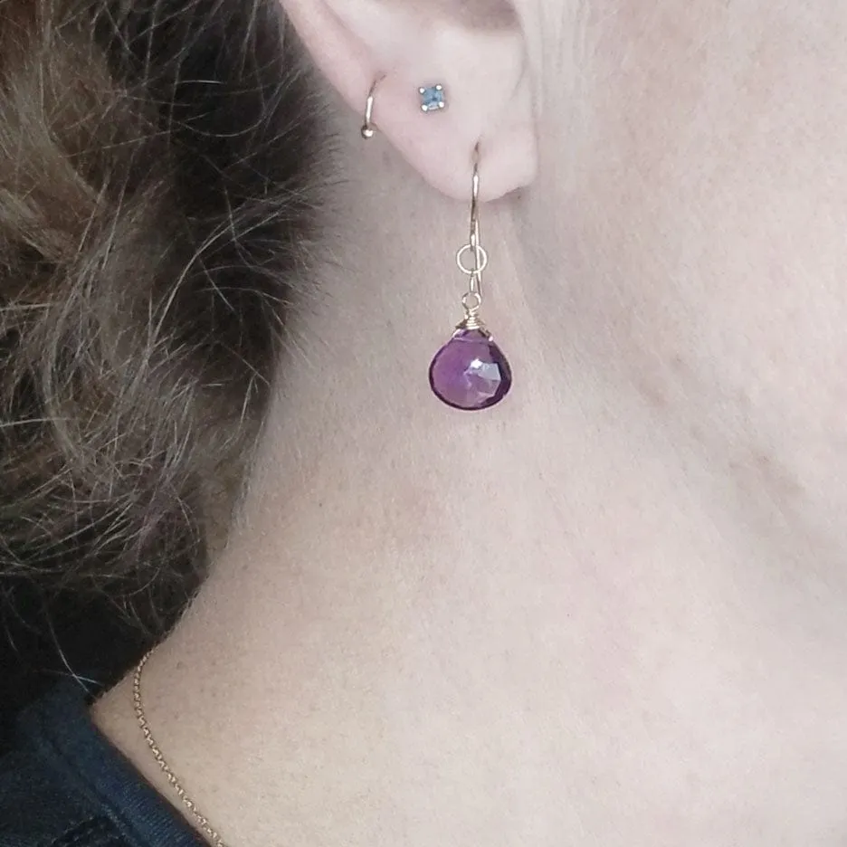 Gold Fill Amethyst Drop Earring