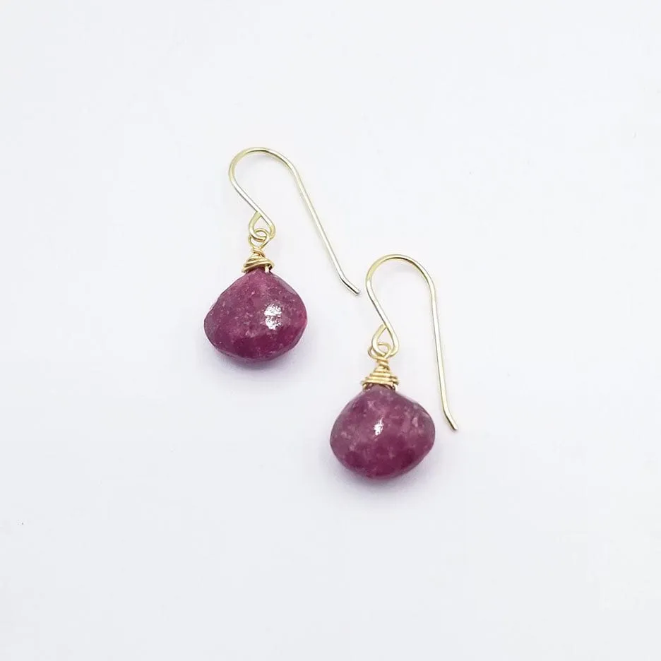 Gold Fill Ruby Drop Earring