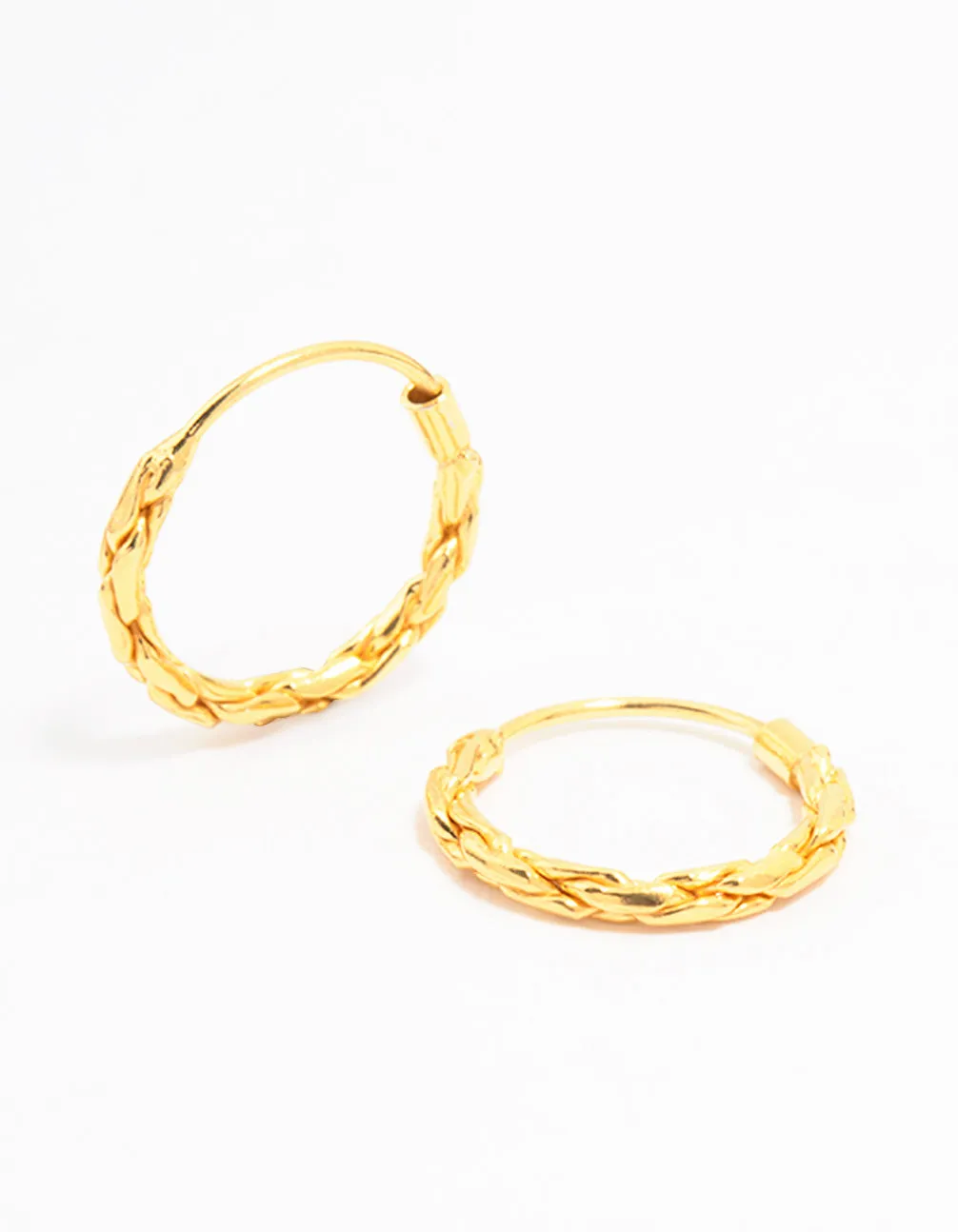 Gold Plated Sterling Silver Twisted Hoop Earrings