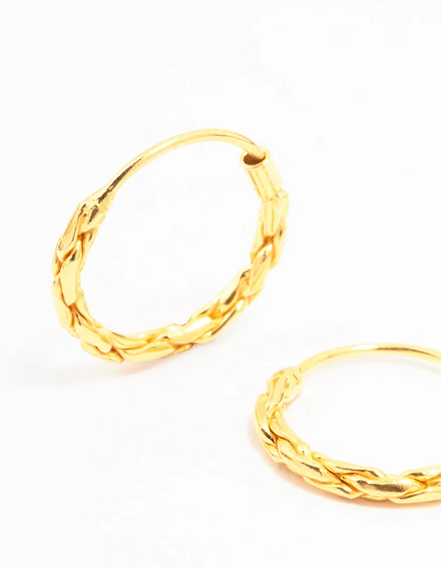 Gold Plated Sterling Silver Twisted Hoop Earrings