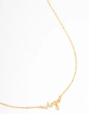 Gold Plated Virgo Script Pendant Necklace