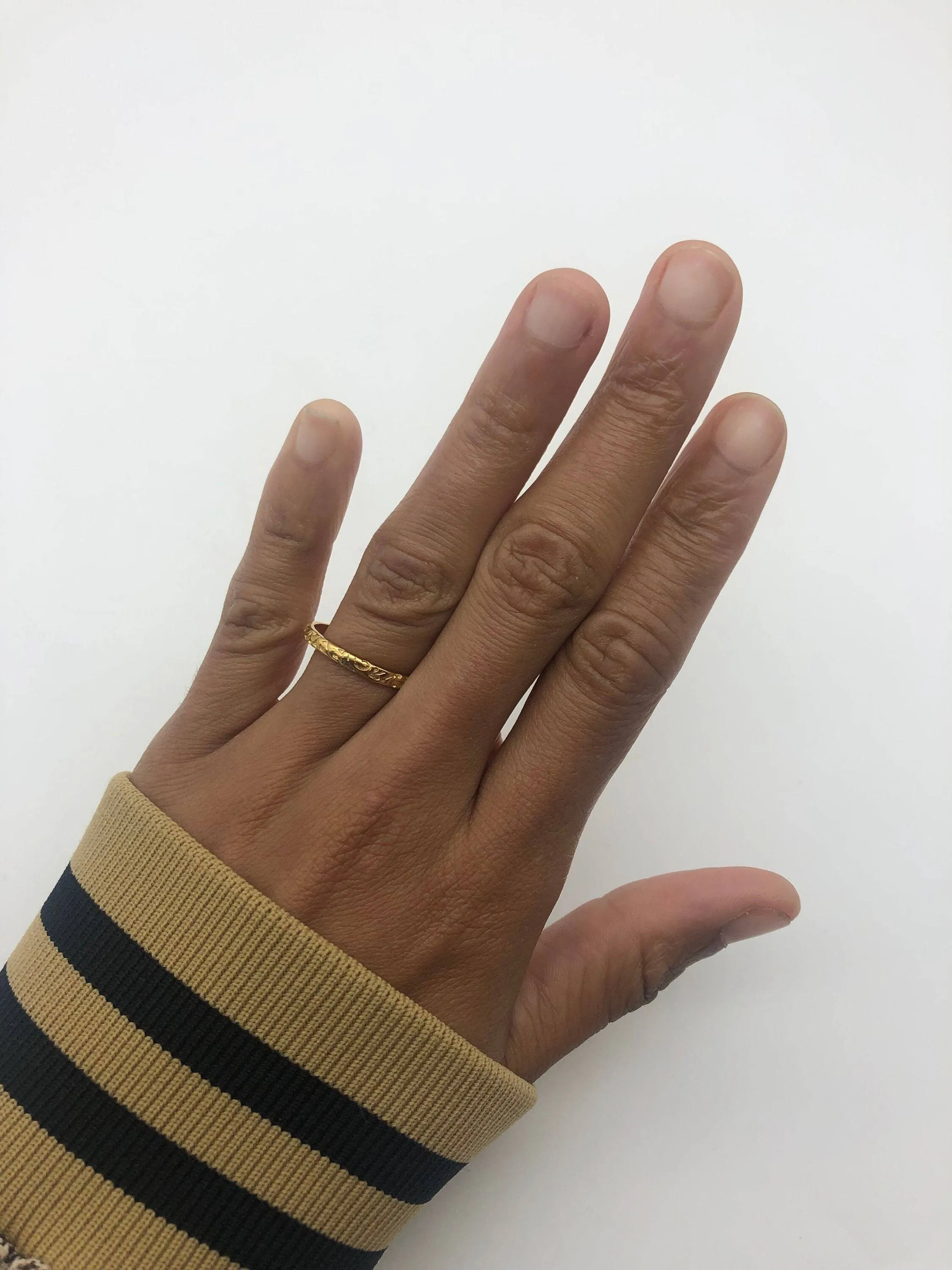 Gold Tribal Band - Ancient Gold Ring - Engraved Boho Ring