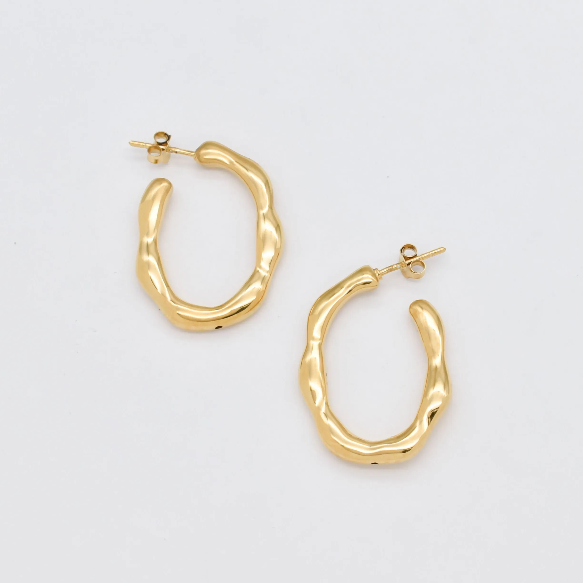 Gold Wavy Hoops- Large Hoop Earrings - Gold Hoops