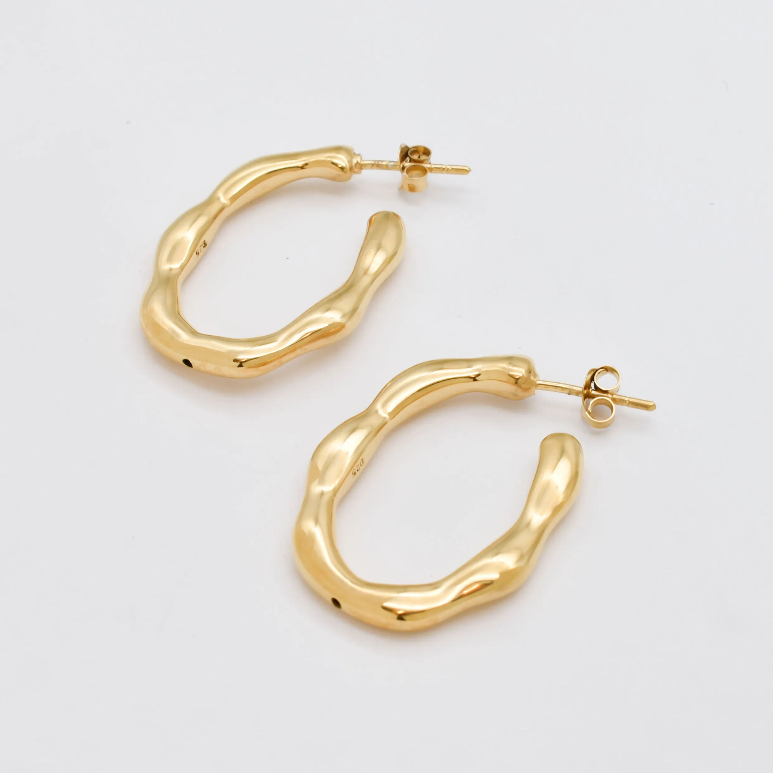 Gold Wavy Hoops- Large Hoop Earrings - Gold Hoops