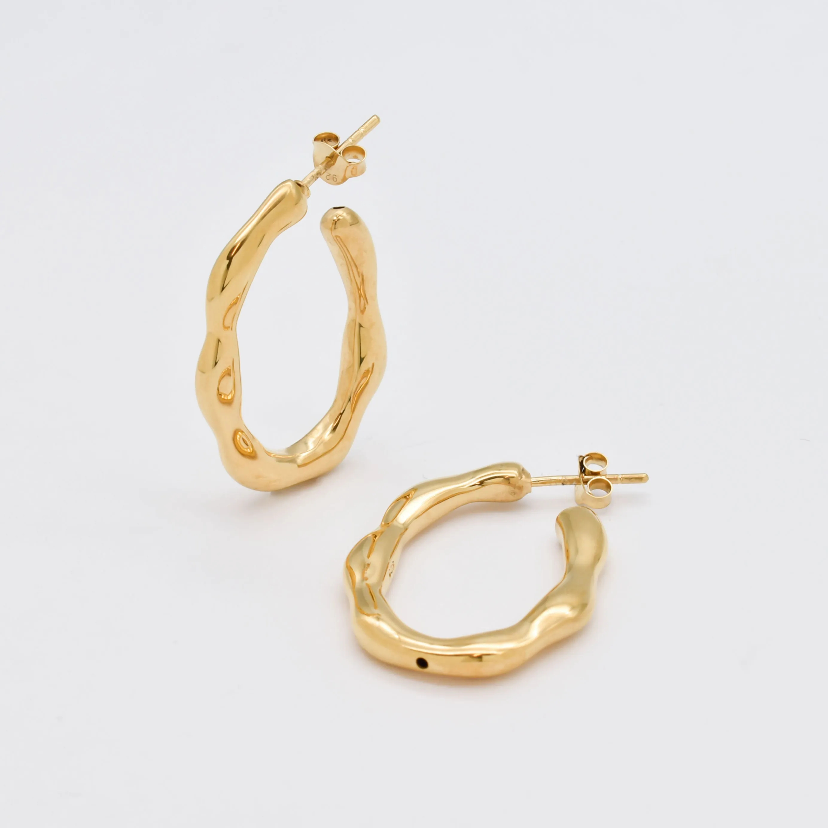 Gold Wavy Hoops- Large Hoop Earrings - Gold Hoops