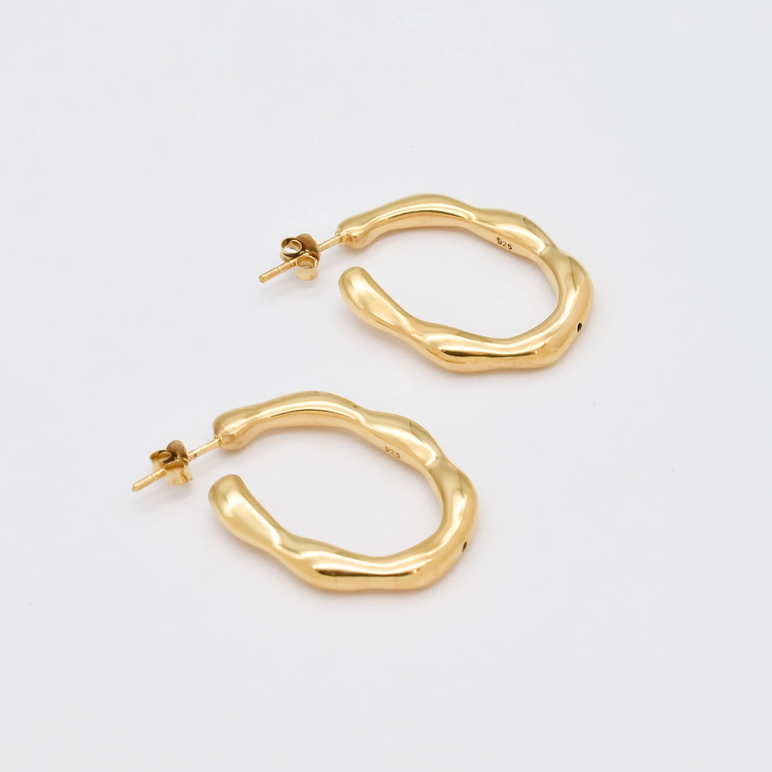 Gold Wavy Hoops- Large Hoop Earrings - Gold Hoops