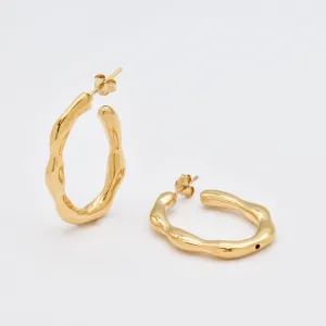 Gold Wavy Hoops- Large Hoop Earrings - Gold Hoops