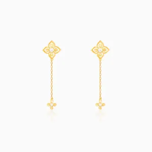 Golden Artsy Floral Earrings