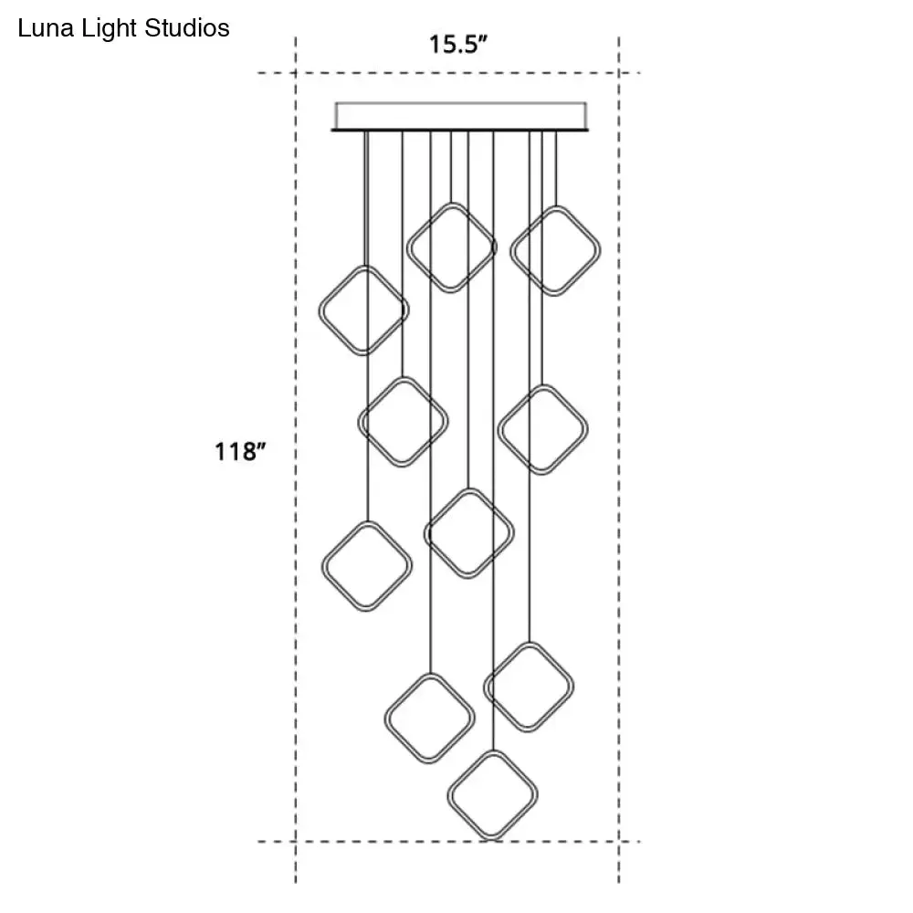 Golden LED Suspension Pendant Light - Sleek Metallic Halo Design for Stairways