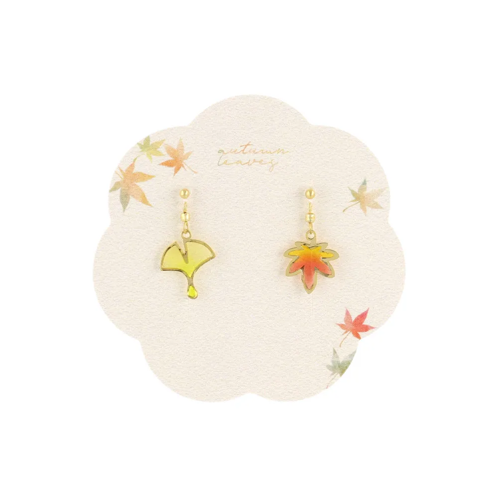 Gradient Momiji and Ginkgo Earrings