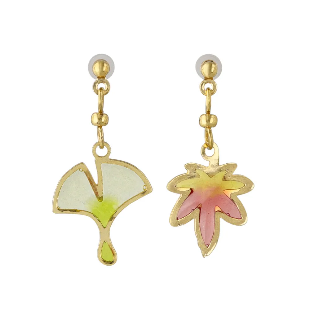 Gradient Momiji and Ginkgo Earrings