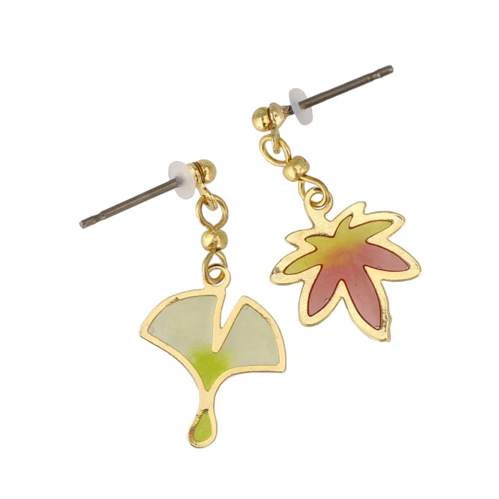 Gradient Momiji and Ginkgo Earrings