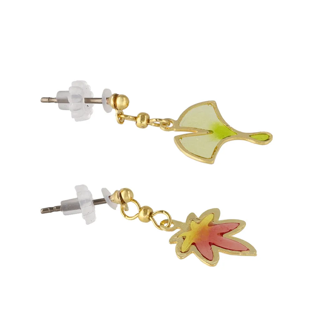 Gradient Momiji and Ginkgo Earrings