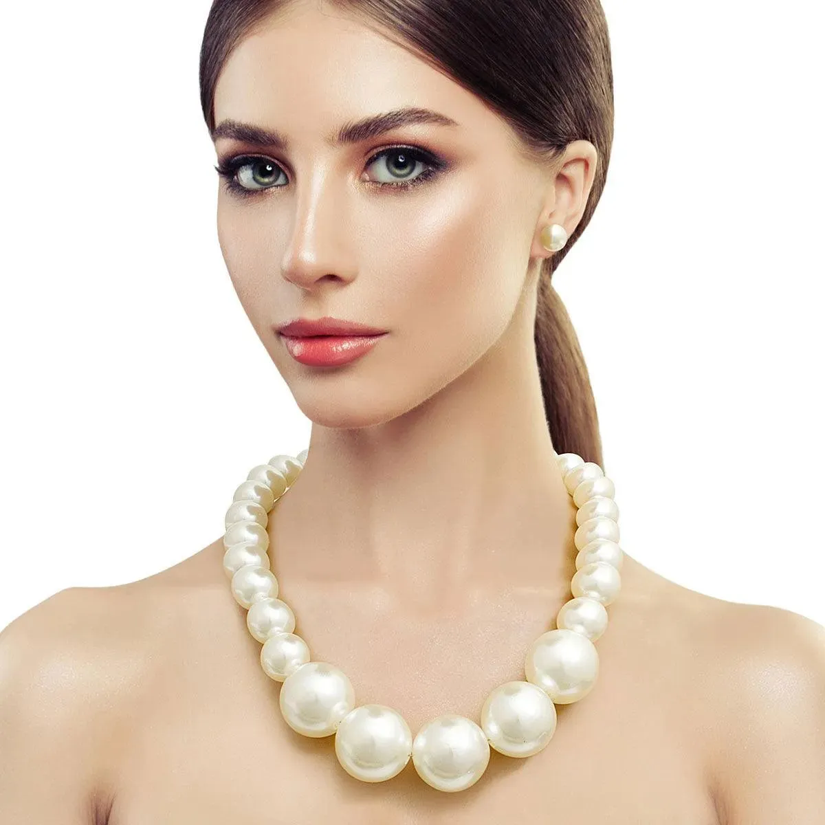 Graduated Faux Pearl Necklace Set