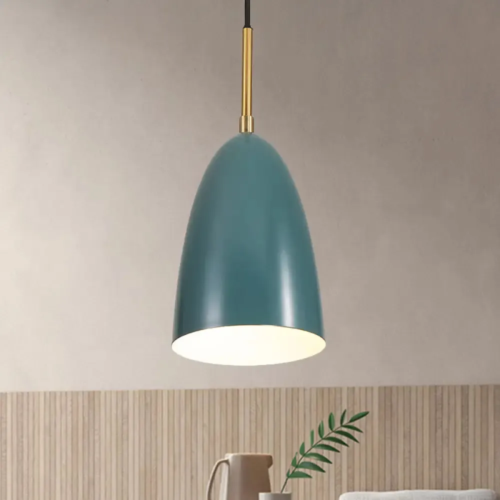 Green Macaron Bullet Pendant Ceiling Light - Sleek Metal Suspended Fixture