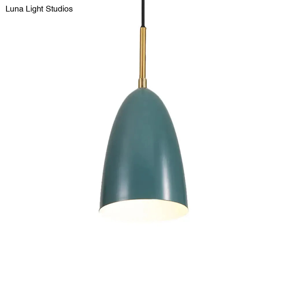 Green Macaron Bullet Pendant Ceiling Light - Sleek Metal Suspended Fixture