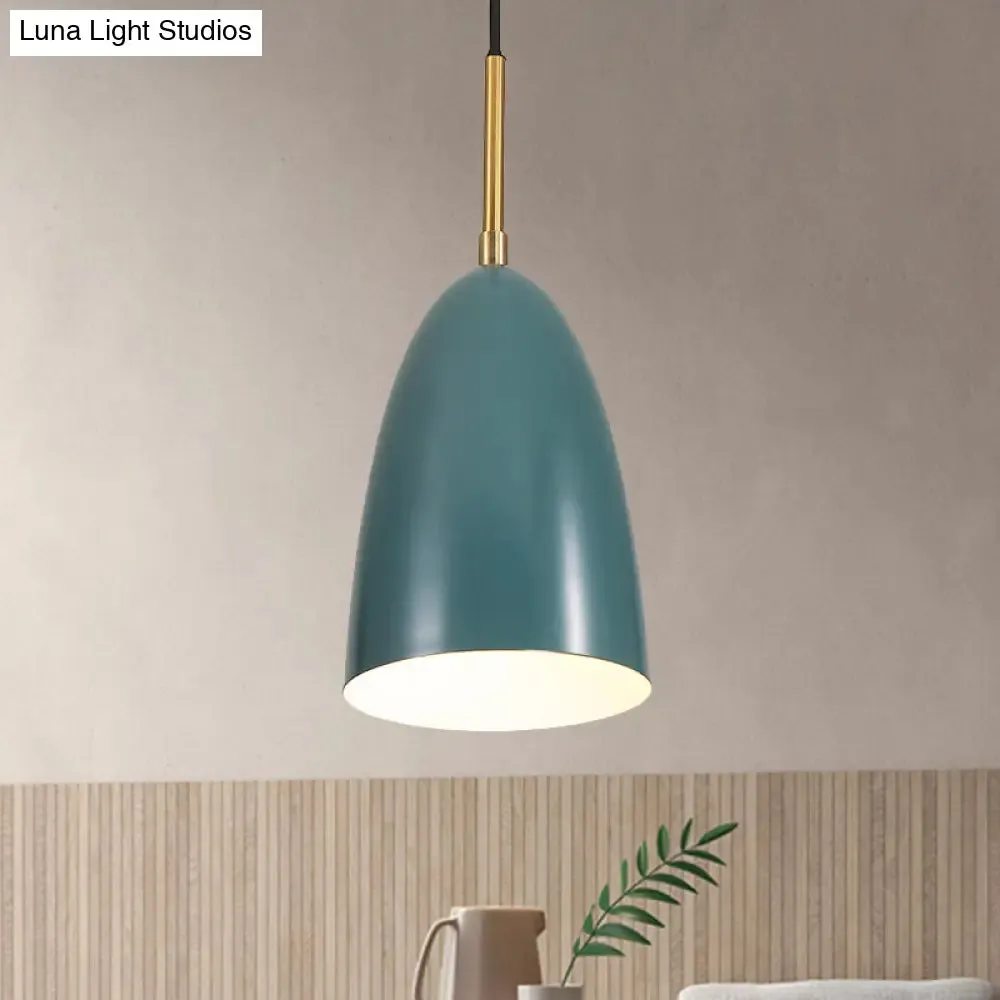 Green Macaron Bullet Pendant Ceiling Light - Sleek Metal Suspended Fixture