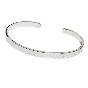 Hammered Silver Bangle Bracelet for Women and Girls | 5Mm Solid 925 Sterling Silver Open Cuff Bangle | Jewellery Gift For Her