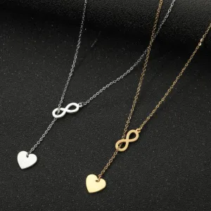 Individualized Geometric Simple Love Shaped Double Pendant Necklace