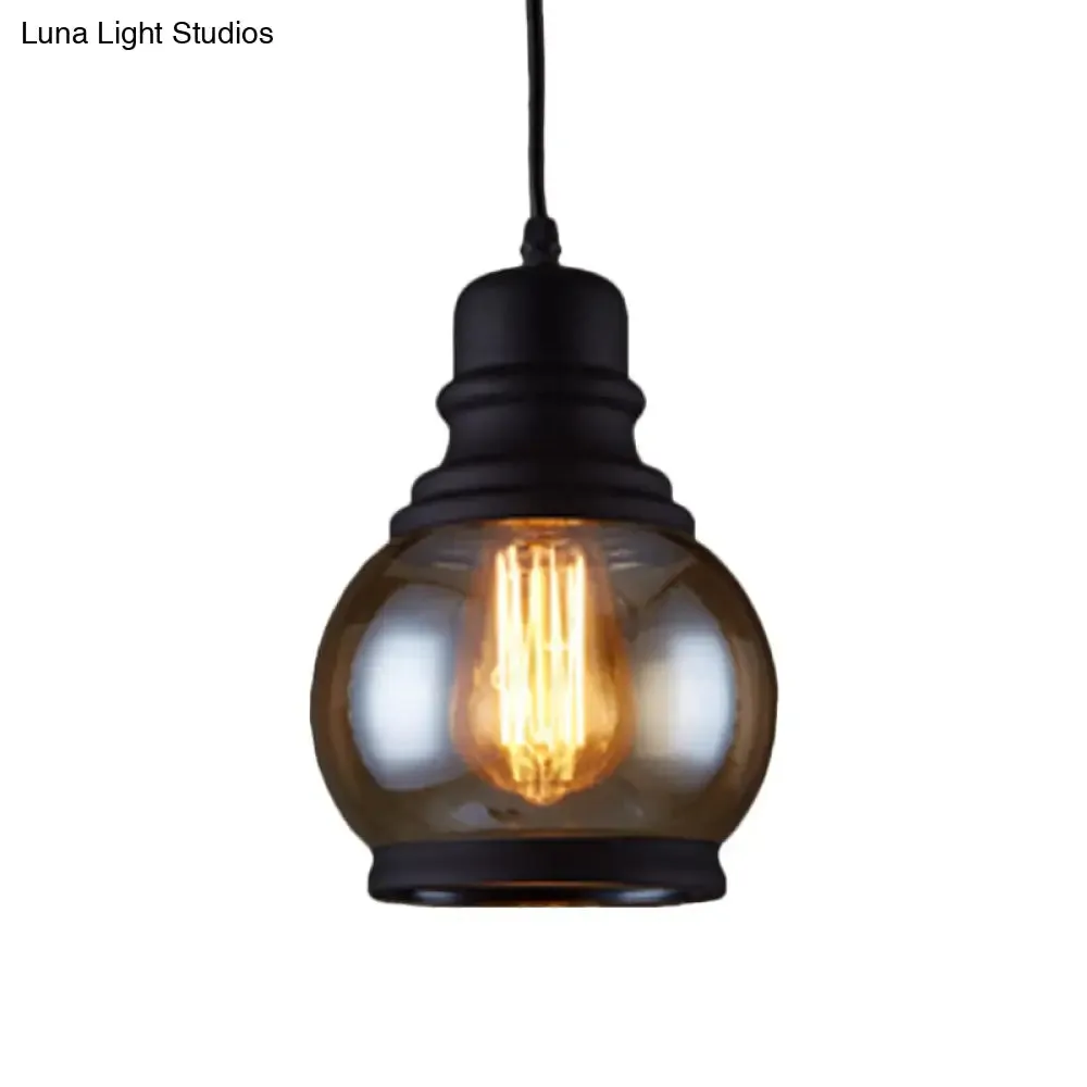 Industrial Pendant Light Kit - Clear Glass, Black Finish, Jar Shape, 1 Head, Ceiling Hang Fixture