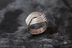 Infinity Silver Ring - Bypass Wide Band - Statement Wave Ring