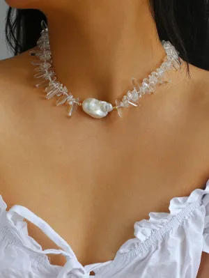 Irregular Crystal Baroque Pearl Necklace