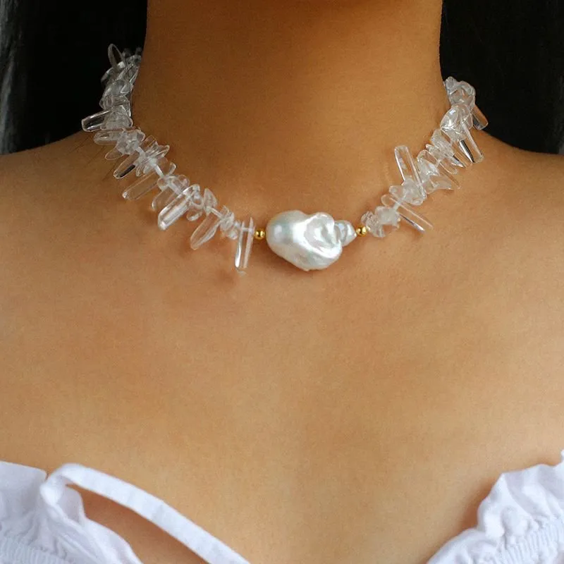 Irregular Crystal Baroque Pearl Necklace