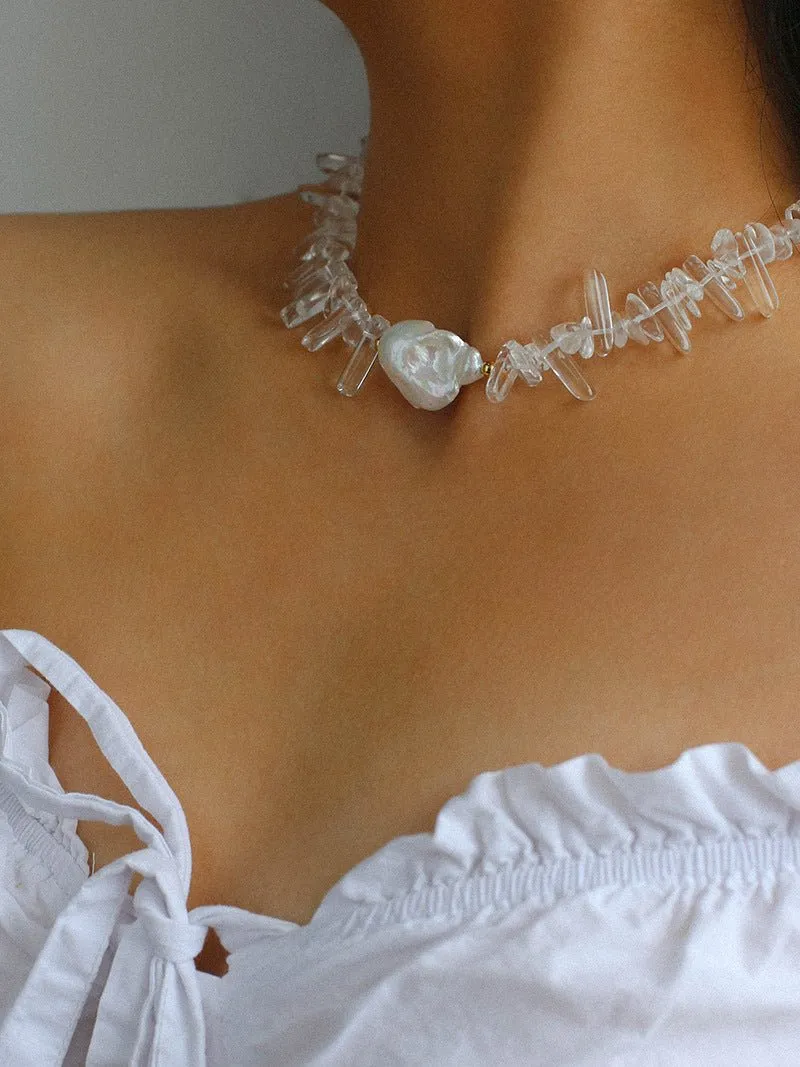 Irregular Crystal Baroque Pearl Necklace