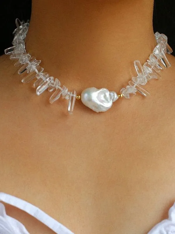 Irregular Crystal Baroque Pearl Necklace