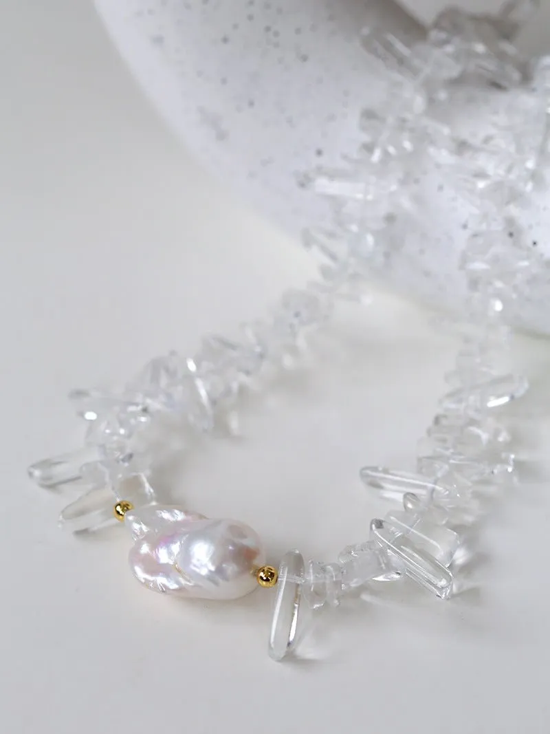 Irregular Crystal Baroque Pearl Necklace