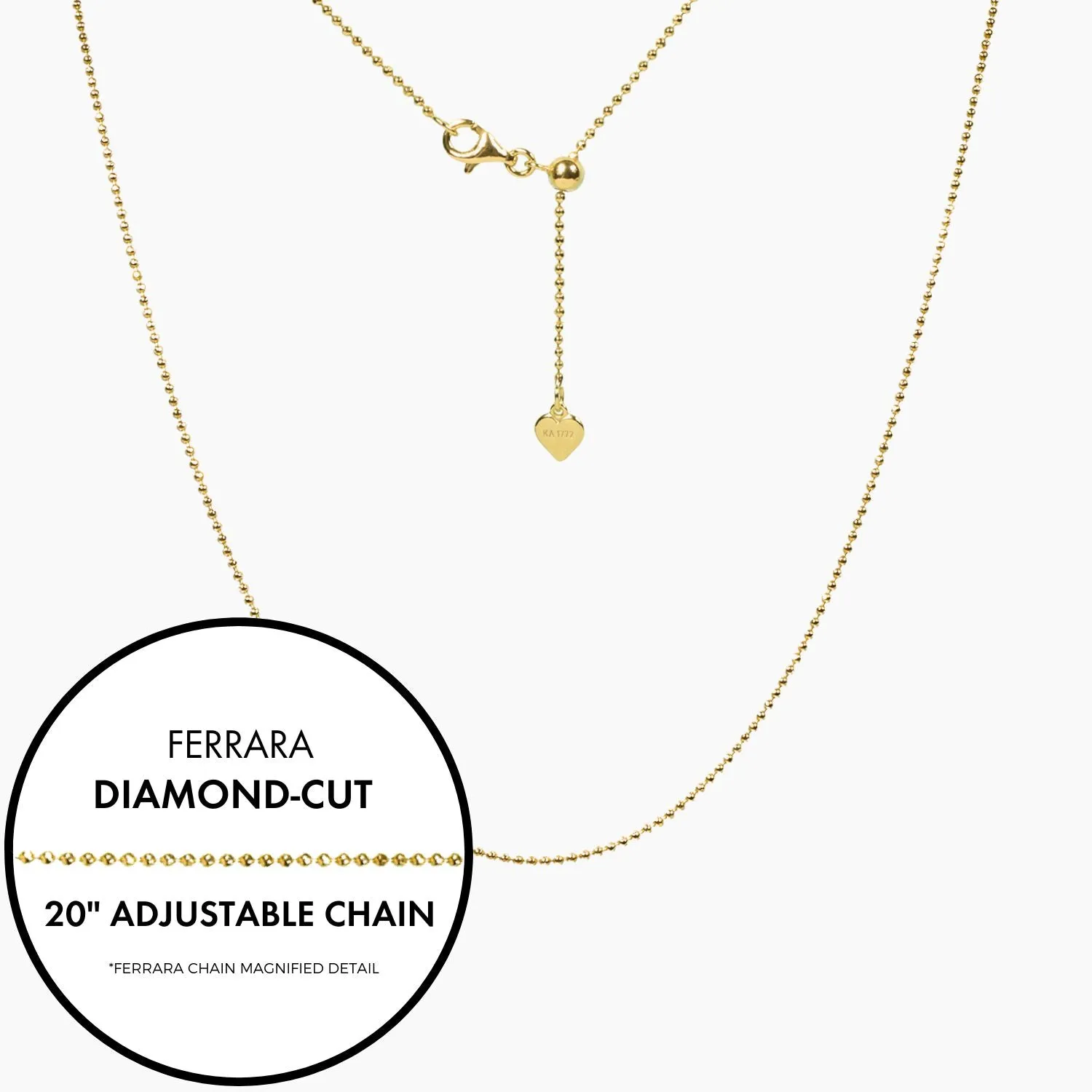 Italian Ferrara Diamond-Cut Bead Adjustable Chain