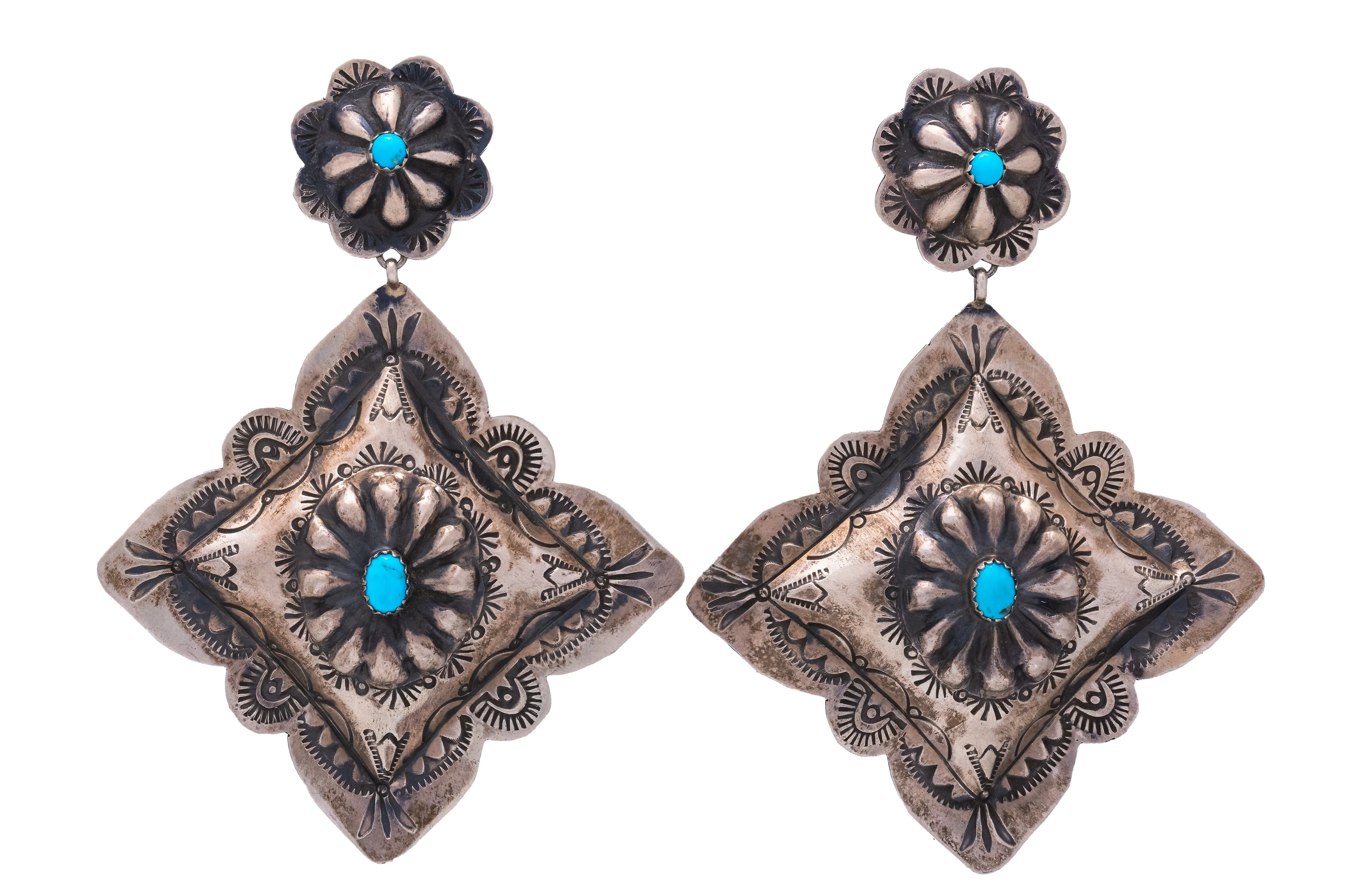 Kingman Turquoise Concho Earrings | Rita Lee