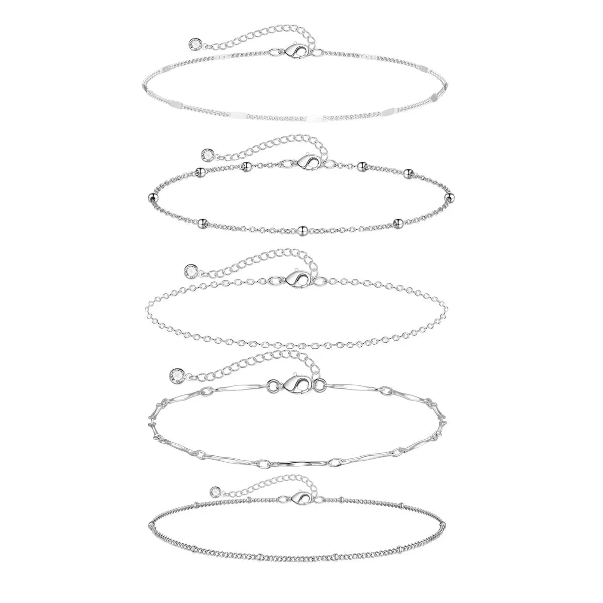 Kyerlyn Layered Silver Anklets