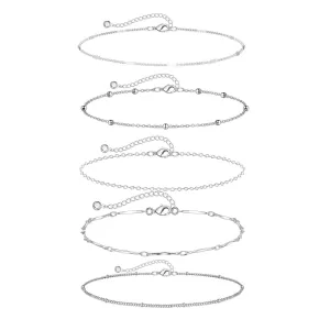 Kyerlyn Layered Silver Anklets