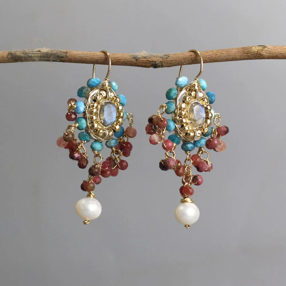 Labradorite Apatite Maharaja Earrings