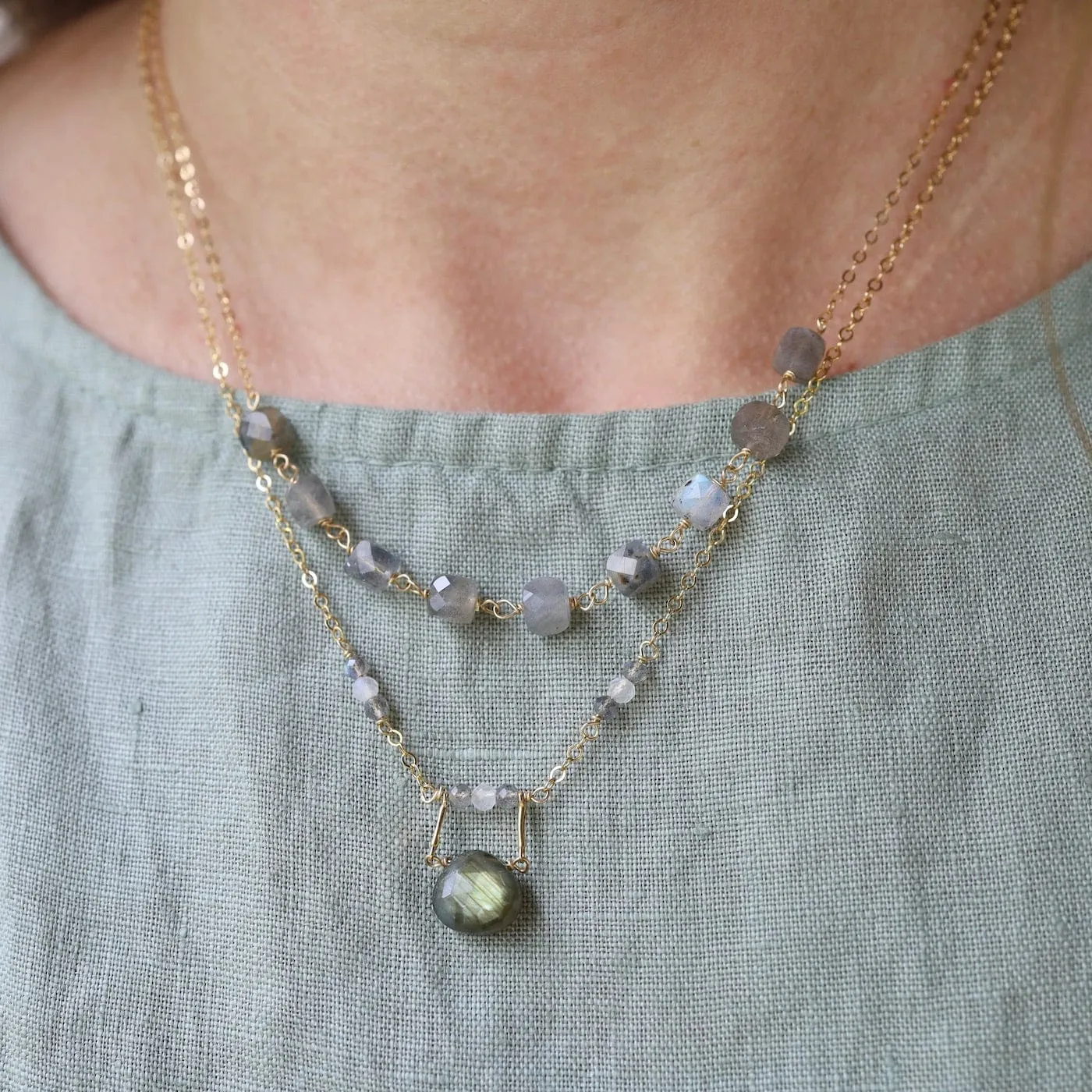 Labradorite Handmade Bead Chain Necklace