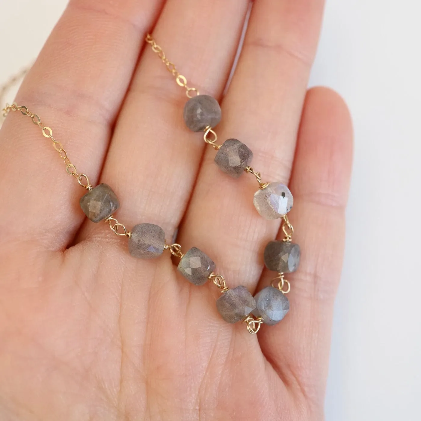 Labradorite Handmade Bead Chain Necklace