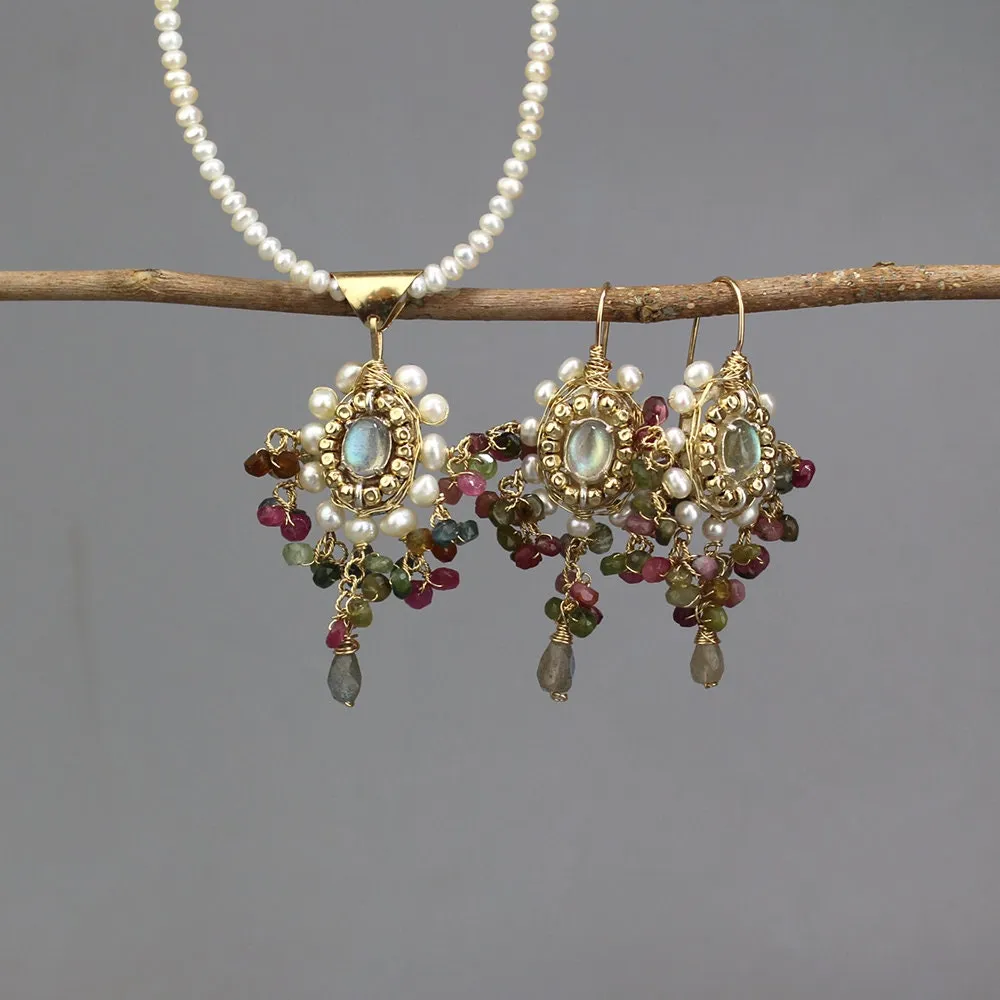 Labradorite Tourmaline Maharaja Jewelry Set